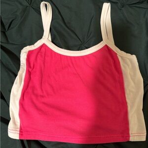 Pink and White Tank Top cropped